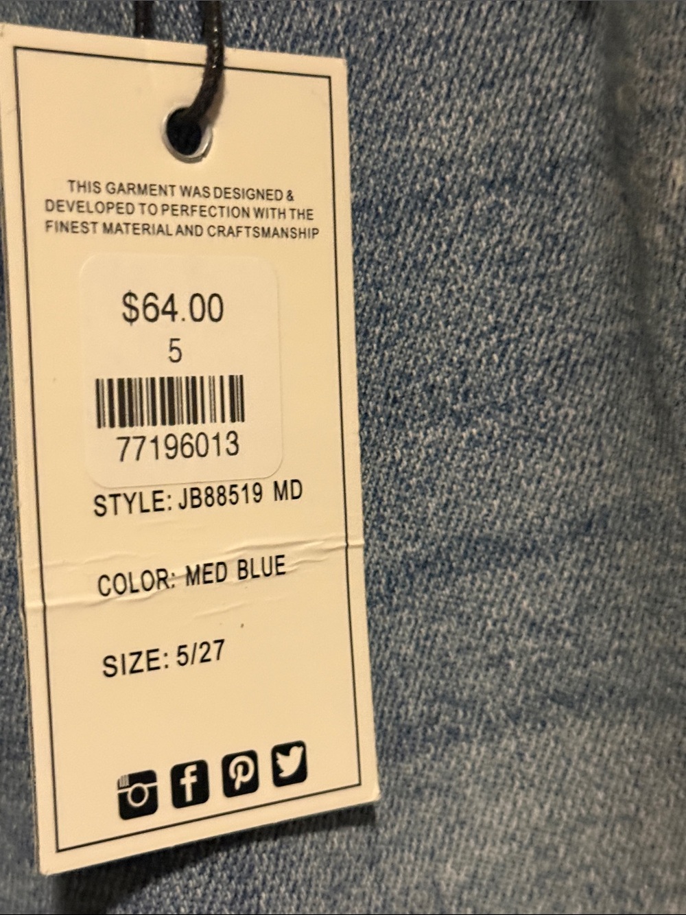 JUDY BLUE BOYFRIEND FIT. MID RISE JEANS SIZE 5/27 NWT - Picture 2 of 7